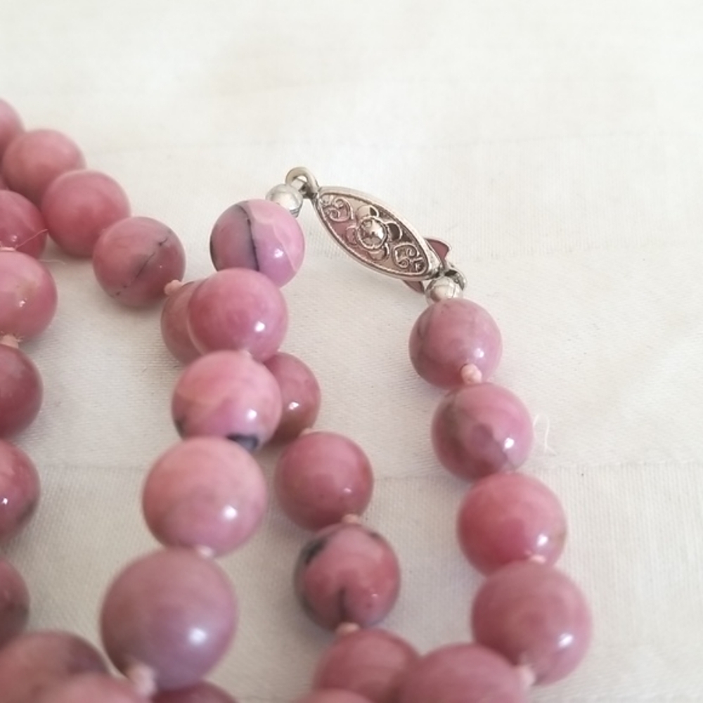 Silver Rhodonite Stone Necklace - Picture 3 of 5